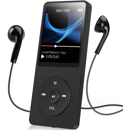 AGPTEK MP3-spiller Bluetooth 5.0 Sport 32 GB med 1,5 tommers TFT-hodetelefoner