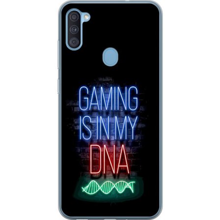 Kompatibel Mobilcover til Samsung Galaxy A11 Portræt af Viktor Gyökeres i grøn skjorte med løvemotiv og intens grøn atmosfære