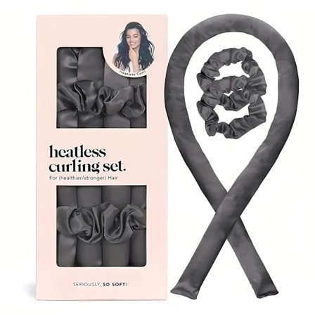 Värmelöst Lockset - Värmelösa Hårlockar att Sova i, Lockar Utan Värme Över Natten - Mjuka Hårrullar - Kol
