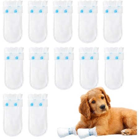 Hundefod Cover Vandtæt Gips Cover | 12X Kæledyrs Pote Beskyttelses Sokker Skridsikre Vandresko Åndbare Støvler til Skadet Hund