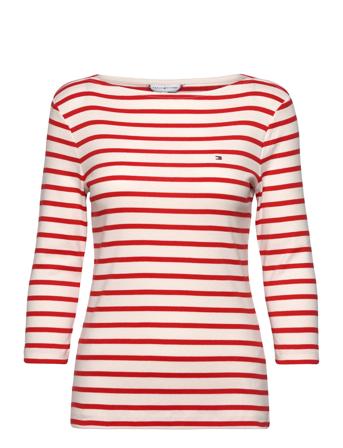 Slim Cody Rib Stp B-Nk 3/4Slv T-shirts & Tops Long-sleeved Hvit Tommy Hilfiger*Betinget Tilbud