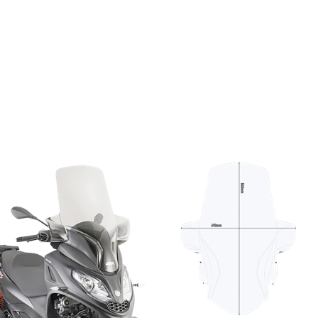 Scooter Vindskjerm Givi Specific Klart - Piaggio MP3 300 2019-2023