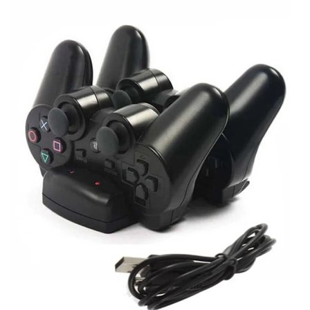 Dobbelt opladningsholder Dock Charger Stand + USB-strømkabel til Playstation Dualshock 3 PS3 Gamepad Controller Move Navigation