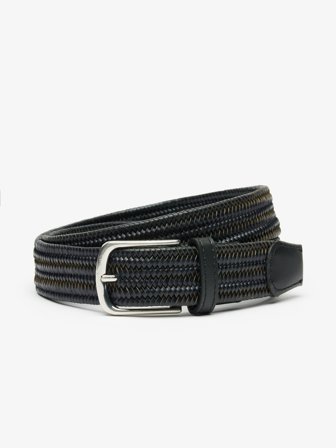 John Henric Men's Sort Elastisk Læderbælte Size 110