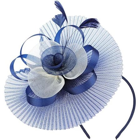 Marineblå - Parykk Dame Hibi Bryllup Fjær Hodeplagg med blomster og fjær