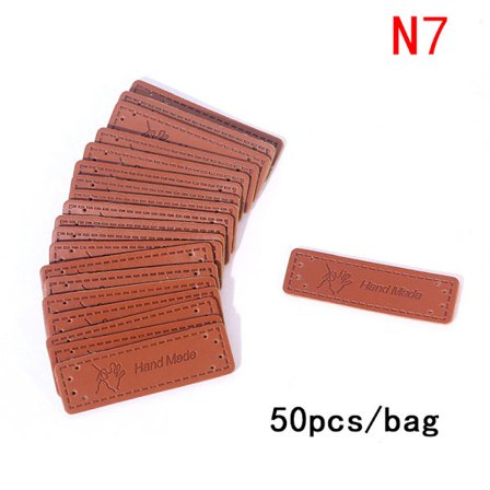 50 stk Brun laget med hjerte PU-skinn Håndlagde etikettetiketter DIY