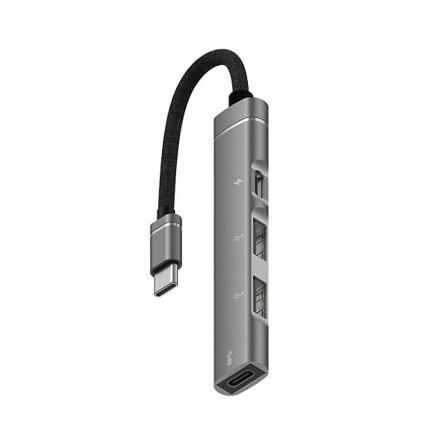 Android-matkapuhelimen, tietokoneen ja tabletin kannettava PD-lataushubi, Type-C USB C -laajennustelakka, harmaa