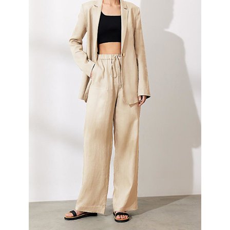 Kvinders bomuldsbukser Grå Højtaljede Harem Løs Blød Elastisk talje Hvide Sommerbukser Blå Casual 2022 Bukser til kvinder H