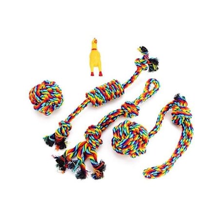 Hundeleke, Tau Hundeleke, Tygg leke, Interaktiv Hundeleke, for Små/Middels Hunder (4 Stykker)