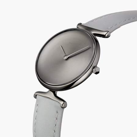 Nordgreen Best Women's Slim Designer Watch - Silver Case - Brushed Metal Dial - 32mm Grey Leather Strap White Dial Unika