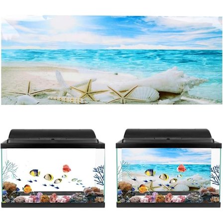 Akvarieplakat, sjøstjernemalerier Akvariebakgrunn 3D-plakat PVC Selvadhesiv Akvarielandskap for fisketank Akvariedekorasjon (61 * 41 cm)