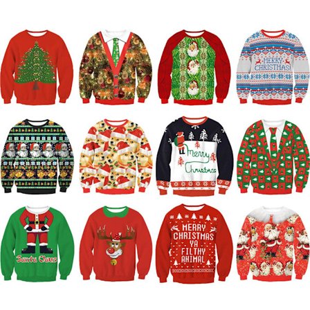 Unisex Dame/Herre Juletrøje Grim Sweater Pullover Jul Mode Fest Jumpere Toppe Feriefest Pullover Hættetrøje Sweatshirt