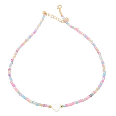 Bohemian Heart Shell-Beads Choker Färgglada Bead Halsband för kvinnor Girl Birthday