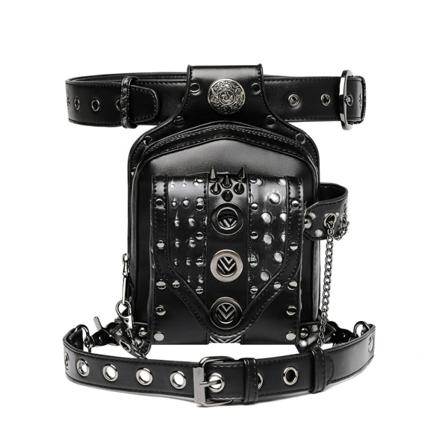 Steampunk Vyötärölaukku Fanny Pack Muoti Goottilainen Nahka Olkalaukut Crossbody Laukut Reisi Jalka Lonkka Holkki Kukkaro Matkalaukku Patikointi 