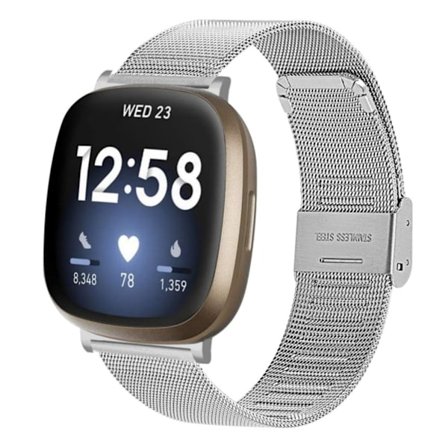 Modernt Fitbit Versa 4 etc. armband - Silverfärgat