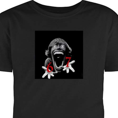 T-Shirt 67 meme skrekk ansikt svart rød skrekkdesign seks syv meme viral trend ikonisk utseende