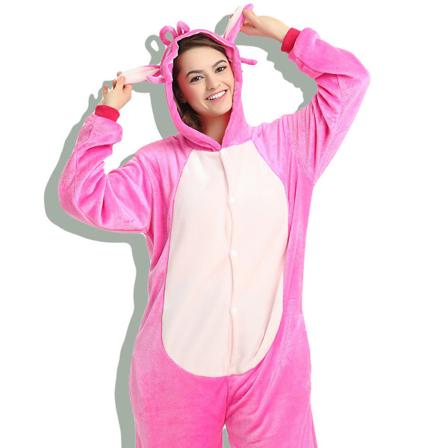 Søt tegneserie anime dyr pysjamas for menn og kvinner Pink Stitch XL