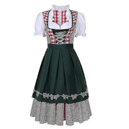 Høj kvalitet traditionel tysk ternet Dirndl kjole Oktoberfest kostume outfit til voksne kvinder Halloween fancy fest