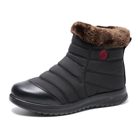 Dam Rund Toe Fuzzy Booties Zip Up Low Calf Platt Ankel Bootie