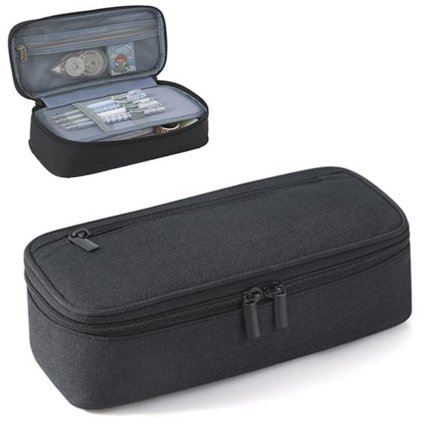 Stort Penalhus Skole Penalhus Markeringspen Taske Bærbar Papirvare Organizer Sort