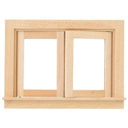 Miniatyr simuleringsvindu i tre for 1:12 dukkehustilbehør