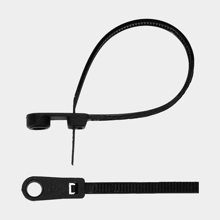 Kabelstrip med hul, 3.6 mm x 145 mm, 20-pak, sort