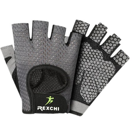 Fitness-hanskat puoli sormi naiset suoja käsipaino vaakapalkki harjoittelu pyöräily vuorikiipeily liukumaton hengittävä (M,XG07 harmaa)