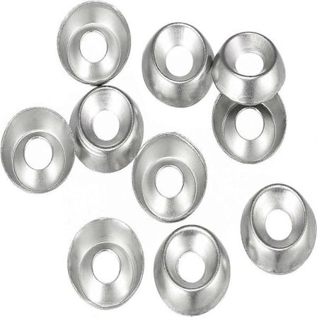 Kopskive undersænket skive #6 304 Rustfrit stål til skrue og bolt 50 stk._Overraskelse