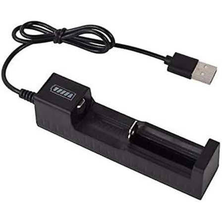 3.7V Litiumbatteri USB-laddare Bländande Ficklampsaccessoar, Svart