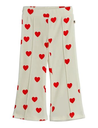 Mini Rodini Hearts Aop Velour Trousers - White - 140/146