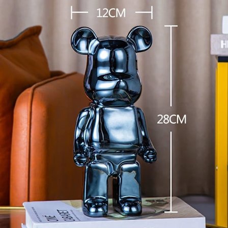 pohjoismainen ylellinen kodin sisustusfiguurit sisätilojen sisustukseen bearbrick-veistos 20/28 cm karhupatsas pääsiäiskoristeet hahmo Musta 28CM
