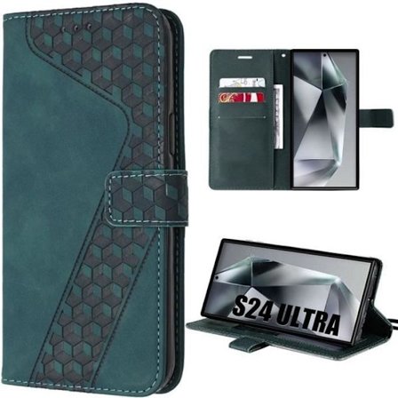 Coque - Efconnection - för Samsung Galaxy S24 Ultra - Stötabsorberande skydd - Mosaikmönster - Nattgrön