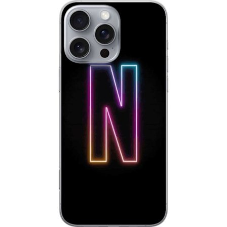 Yhteensopiva Puhelinkuori Apple Apple iPhone 16 Pro Max Minimalistinen neonkirjain N värinvaihtuvassa valossa mustaa taustaa vasten
