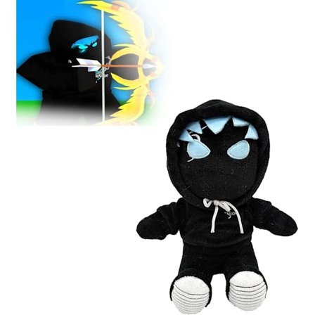 1 pakke Tanqr plysj (kan ta av hetten), 9,8 tommers svart ansikt Tanqr plysjdukke, Tan plysj tegneseriefigurer