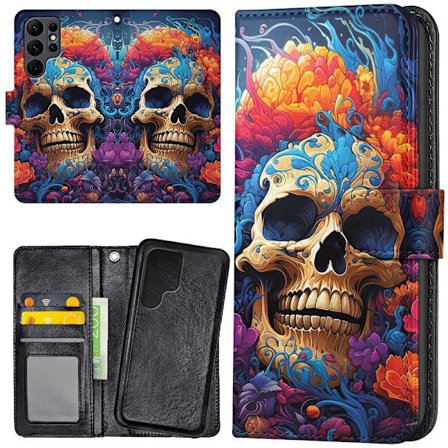 Samsung Galaxy S23 Ultra - Plånboksfodral/Skal Skull