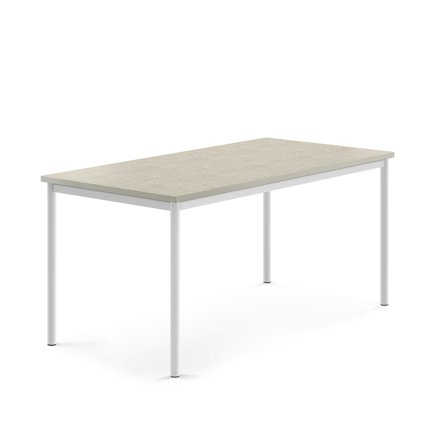 Tisch SONITUS, 1600x800x720 mm, Linoleum grau, weiß