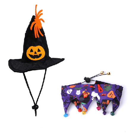 Kissan Halloween-asu - Halloween-kissakaulakoru kelloilla ja