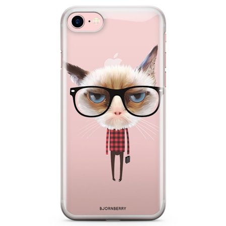 Bjornberry iPhone 7 TPU Skal - Hipster Katt