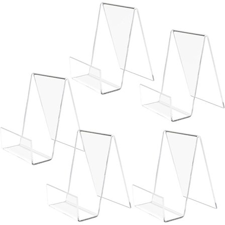 Gennemsigtig akryl bogholder, 5 stk. transparente bogholdere til visning af bøger, notesbøger, fotoalbum, billedbøger, menuer, tidsskrifter