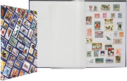 insticksbok HOBBY - Blå - frimærkemotiver - A4 - 16 hvide sider - Leuchtturm