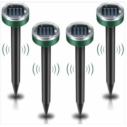 4 kpl Aurinkokennokäyttöisiä Myyränkarkottimia, Ultraäänikarkottimia