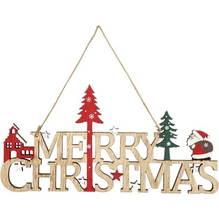 Julepynt i tre, juleskilt dørhengeskilt, jule Santa trepynt takvindusdekorasjoner