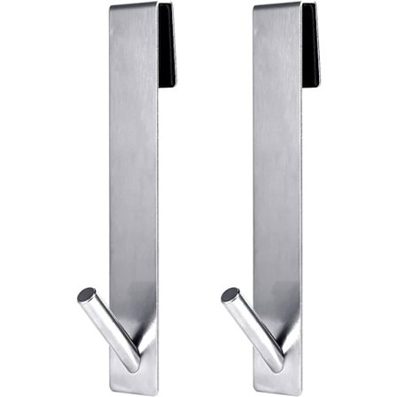 2 stk 18 dusj dør kroker, rustfritt stål håndkle hengende kroker ingen boring på rammeløs dusj dør for bad-sølv