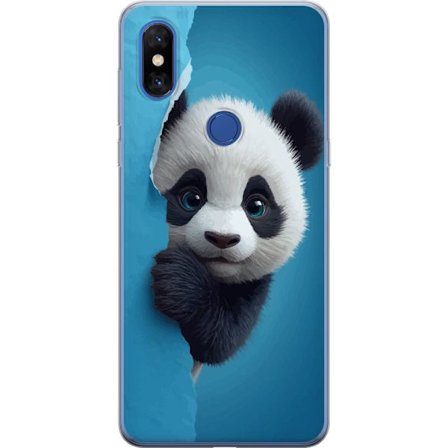 Kompatibel Mobilcover til Xiaomi Xiaomi Mi Mix 3 Sød panda, der kigger gennem papir i en blød 3D-illustration