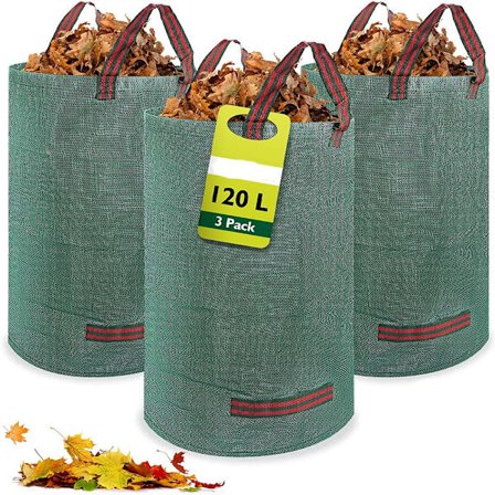 3 x 120L Haveaffaldsposer, Vandtætte Heavy Duty Store Sække med