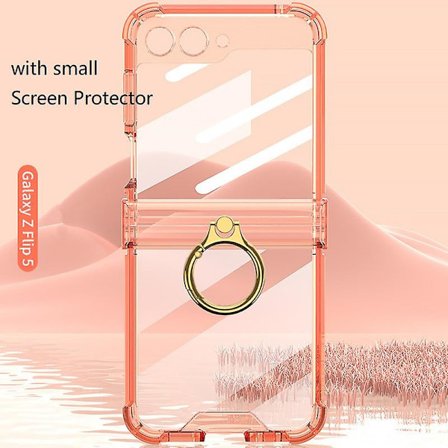 MagSafe Transparent Skal för Samsung Galaxy Z Flip 5 med Ringhållare, TPU Stötskydd med Liten Skärmskydd