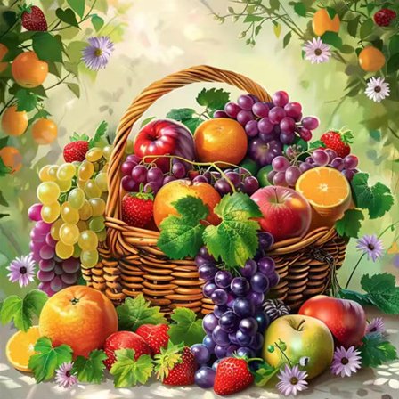 5D DIY Diamant Maleri Frugt Rhinestones Fuld Rund Diamant Mosaik Kurv Korssting Hjemmeindretning