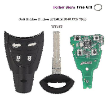 434MHz Smart Fjärrkontroll Nyckelbricka för Saab 93 95 9-3 9-5 2003-2010 LTQSAAM433TX ID46 Chip Ersättning Mjukt Gummi Pad Case[HhhhS] (FMY)