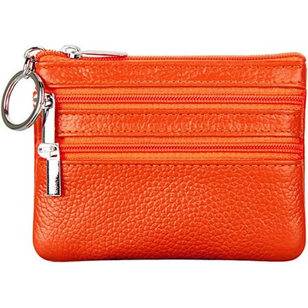 Kort lädermyntplånbok med nyckelring