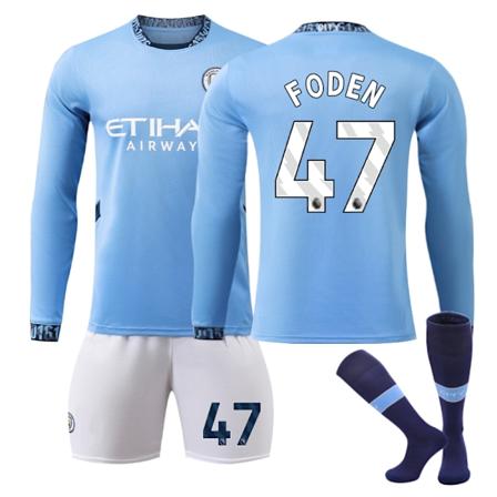 Manchester City Barn Hjemmestøtte 2024-2025 Høst Og Vinter Nr 47 Sokker. 2XL FOOEN No 9 socks + Guard 2XL